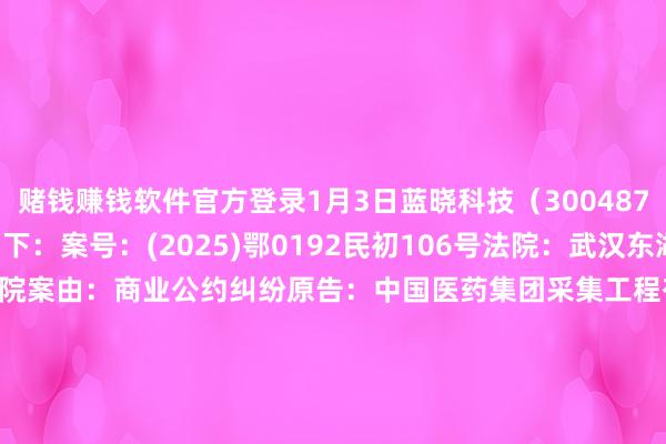 赌钱赚钱软件官方登录1月3日蓝晓科技（300487）新增1件法院诉讼如下：　　案号：(2025)鄂0192民初106号法院：武汉东湖新时间设立区东谈主民法院案由：商业公约纠纷原告：中国医药集团采集工程有限公司被告：西安蓝晓科技新材料股份有限公司案件类型：民事立案日历：2025年1月3日　　数据起头：企查查      		  					  -网赌游戏软件