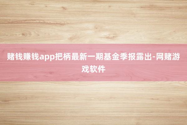 赌钱赚钱app把柄最新一期基金季报露出-网赌游戏软件