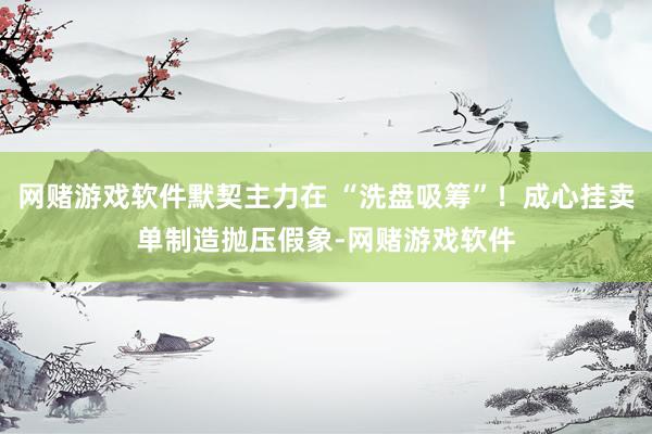 网赌游戏软件默契主力在 “洗盘吸筹”！成心挂卖单制造抛压假象-网赌游戏软件